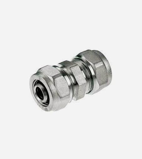 Straight Male-Male joint nickel plated + 2 x pipe connector